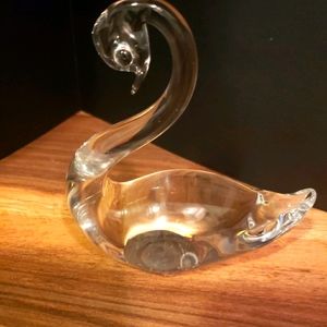 Vintage Oggetti Clear Glass Swan